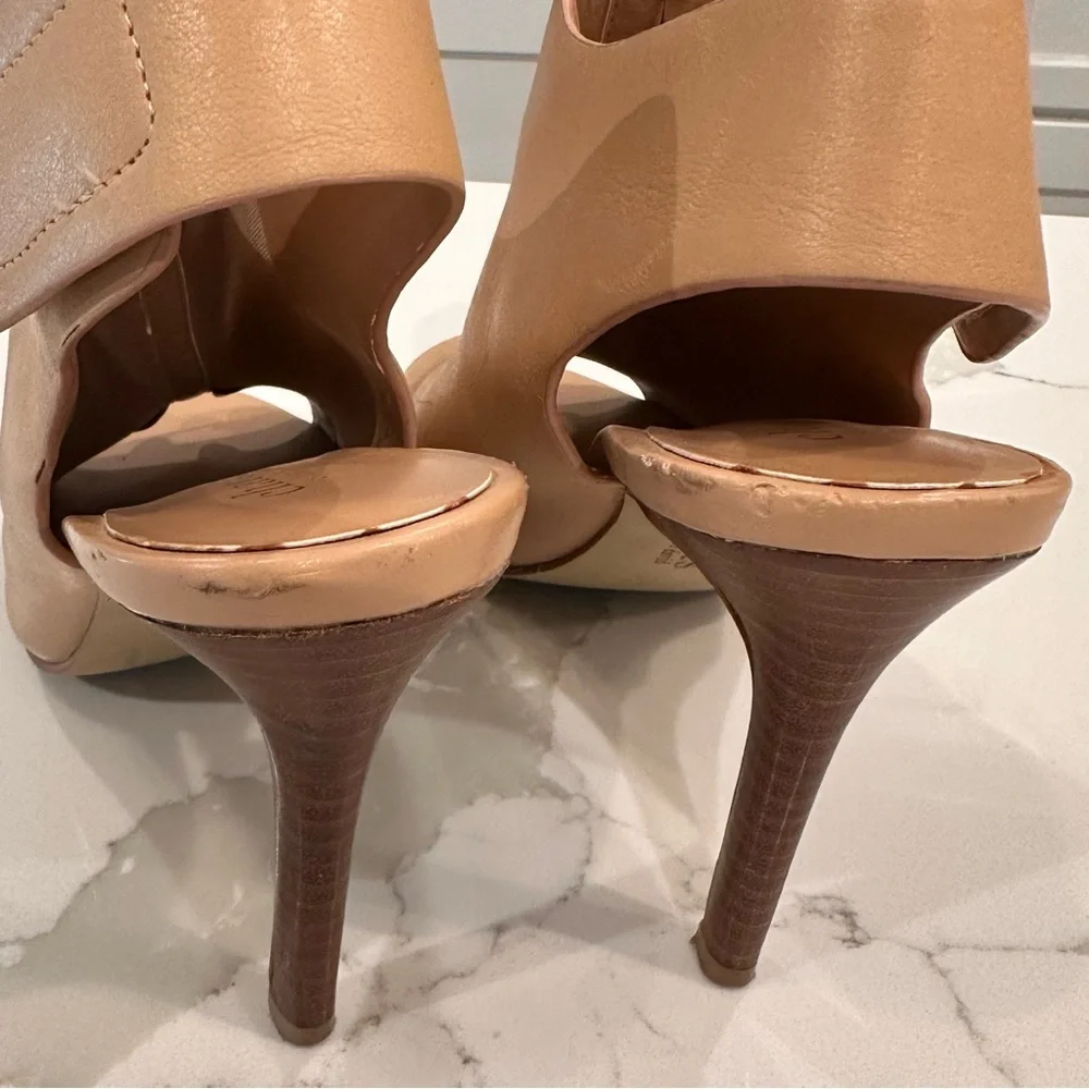 Charles David Womens Imperial Sandal Open Toe Bootie Sz 7.5 Tan Slingback Heels